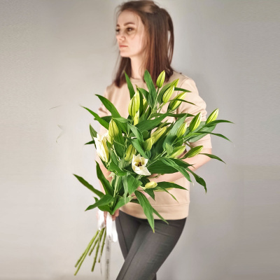 Букет из 5 белых лилий без упаковки №51494Дв
